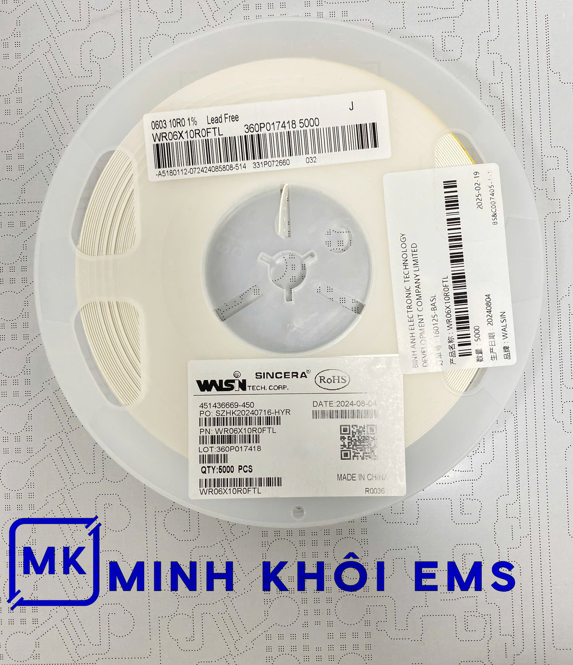 Điện trở 0603 5% 10R (50 con/túi)