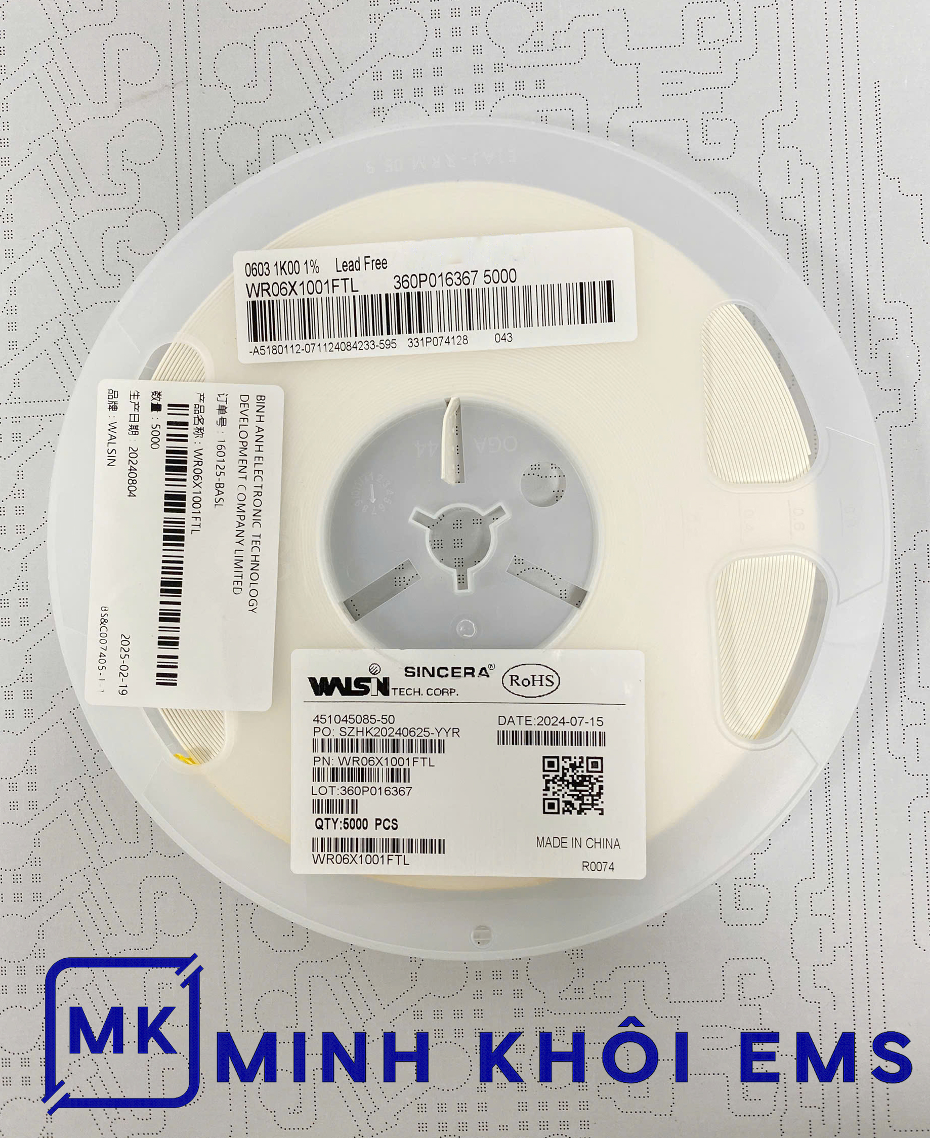 Điện trở Điện trở 1K 0603 1% 1/8W (50c)